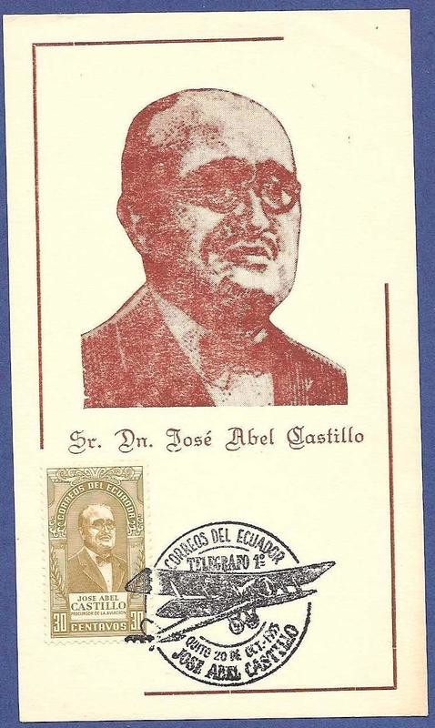 ECUADOR maximum card  1955 Airmail promotor J.A. Castillo