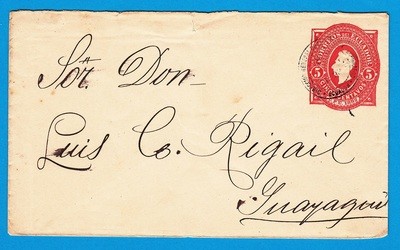 ECUADOR envelope 1893 to Guayaquil