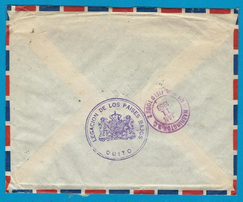 ECUADOR R cover 1953 Quito Consulate to Netherlands