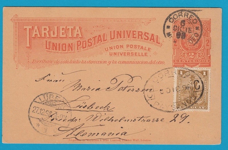 URUGUAY postal card 1896 Paysandu to Germany