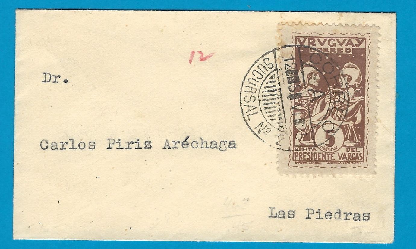URUGUAY small cover 1935 Sucursal no 2 to Las Piedras