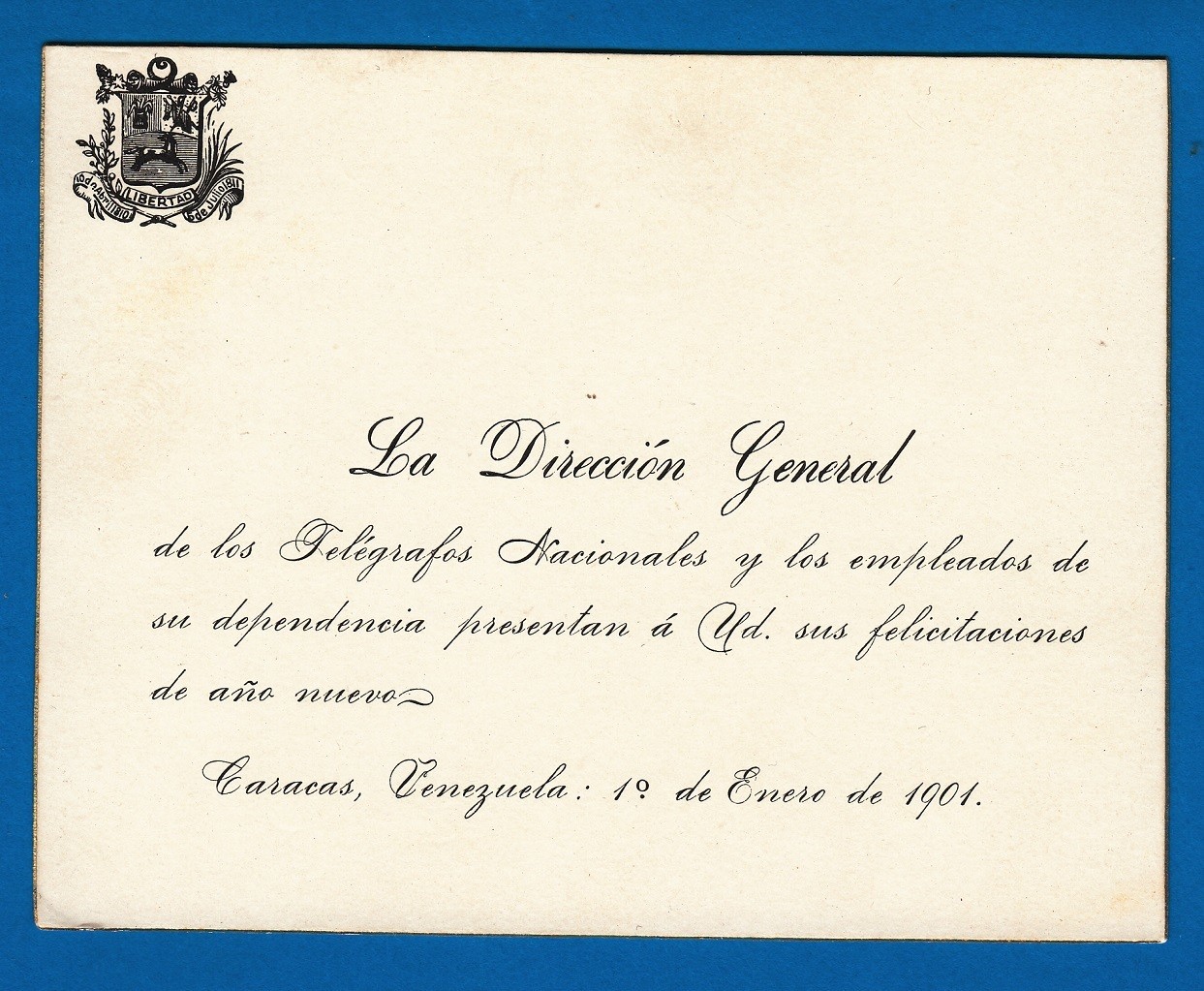 VENEZUELA new years greeting card 1901 from the post