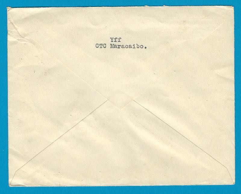 VENEZUELA KNSM air cover 1931 Maracaibo to Netherlands