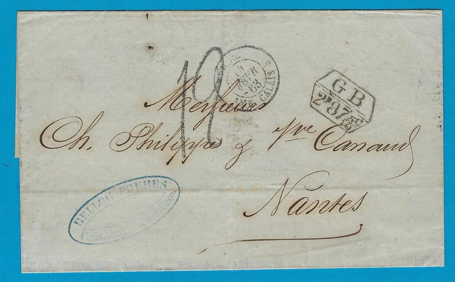 PERU cover sheet 1863 Lima to France