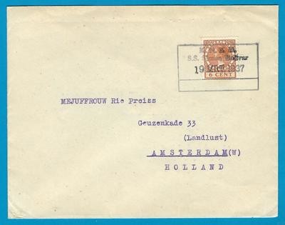 NEDERLAND brief 1937 S.S. Bolivar KNSM scheepsstempel