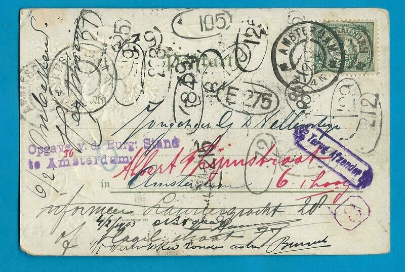 NEDERLAND zwerfkaart 1902 Apeldoorn naar Amsterdam