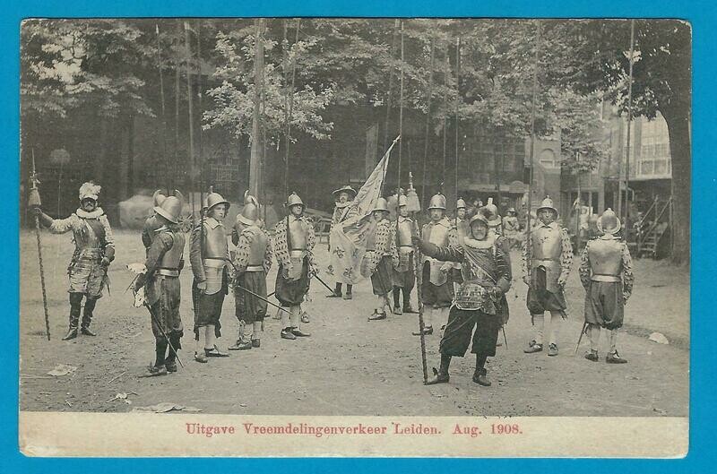 NEDERLAND prentbriefkaart 1908 Leiden met vignet