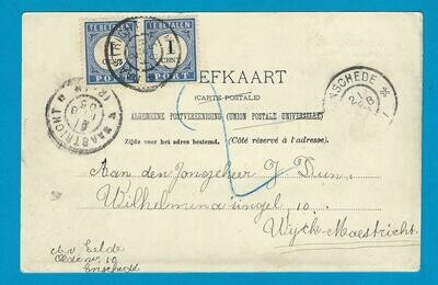 NEDERLAND prentbriefkaart 1905 Enschede beport Maastricht