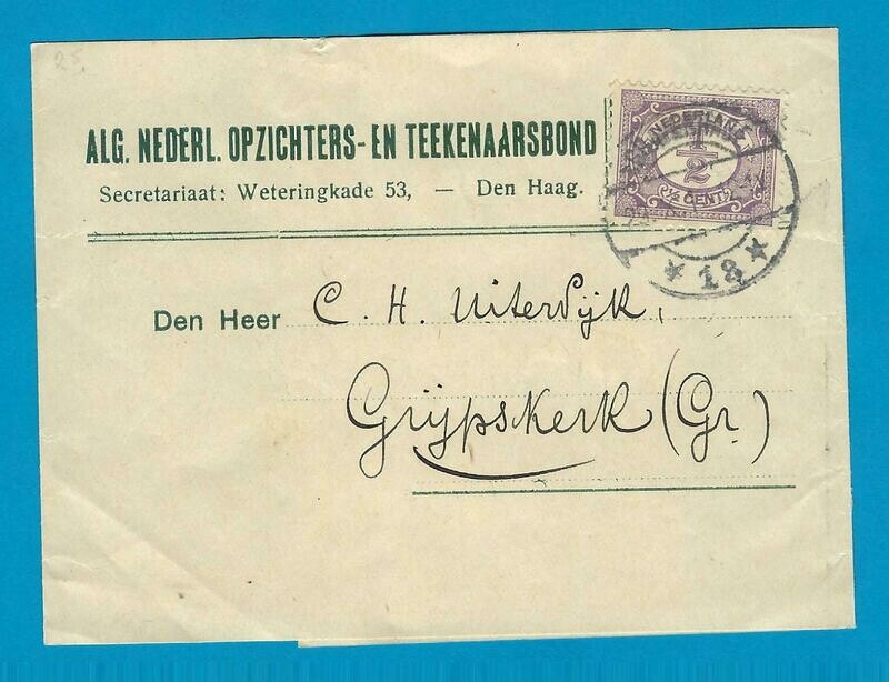 NEDERLAND krantenbandje 1915 Den Haag Tekenaars bond
