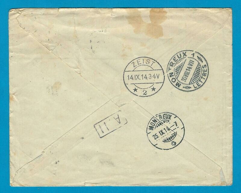ZWITSERLAND brief 1914 Geneve naar Zeist en doorgezonden