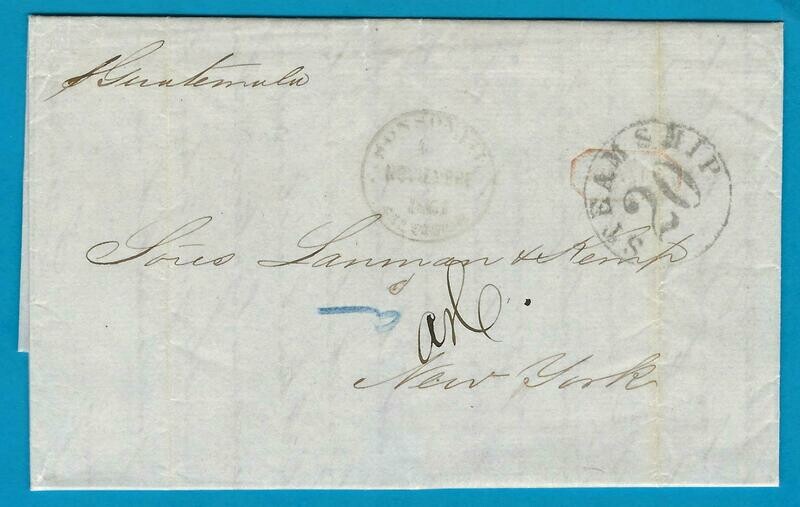 EL SALVADOR entire 1864 Sonsonate to USA