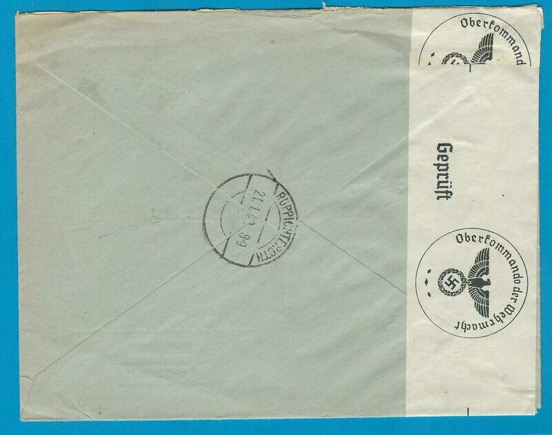 NEDERLAND R brief 1940 Bilthoven naar Duitsland
