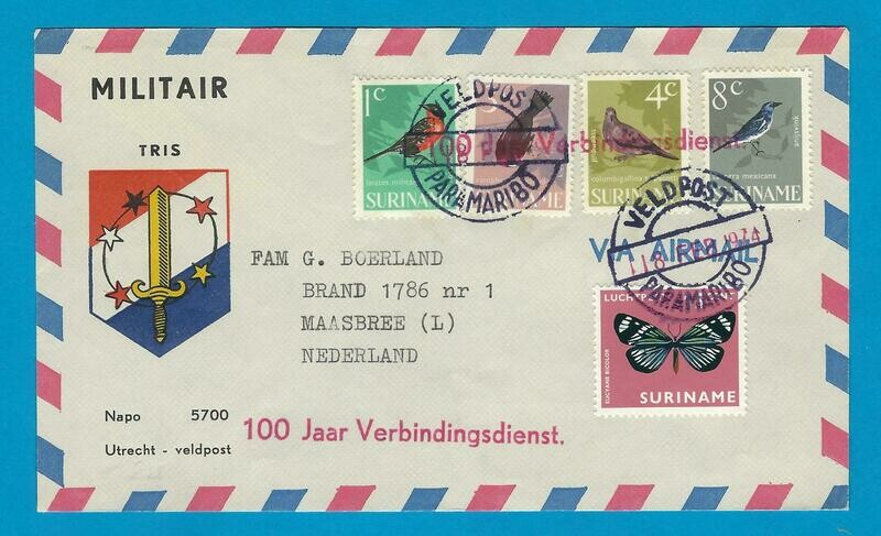 SURINAME Veldpost brief 1974 TRIS naar Nederland