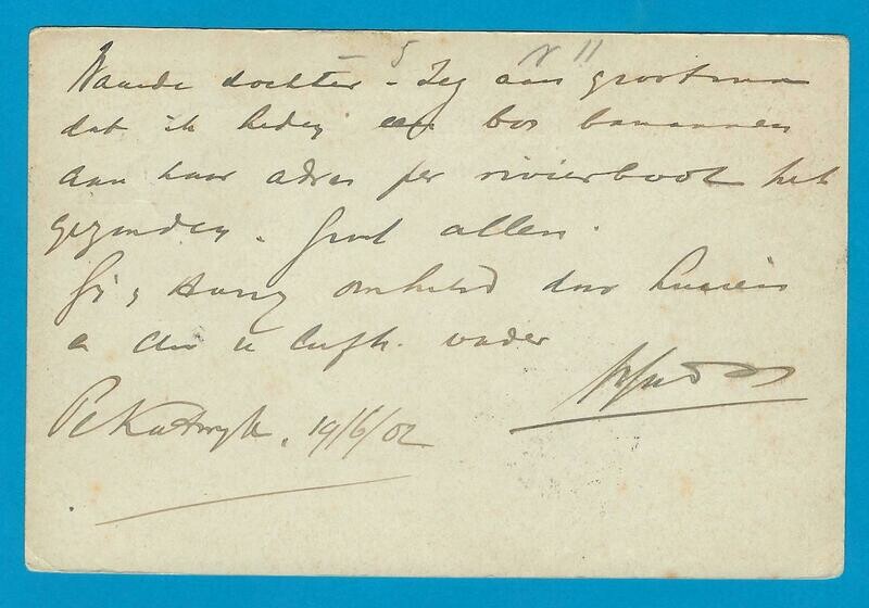 SURINAME briefkaart 1902 Beneden Commewijne van Katwijk plantage