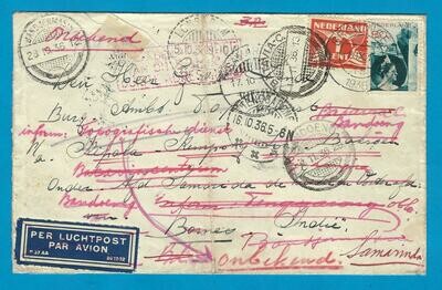 NEDERLAND lp zwerfbrief 1936 Groningen naar Indië