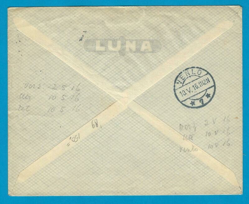 NEDERLAND brief 1916 Venlo naar België verbinding verbroken