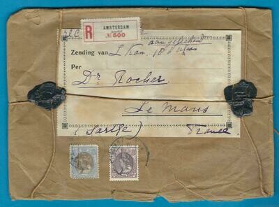 NEDERLAND verzegeld pakketje 1920 Amsterdam naar Frankrijk