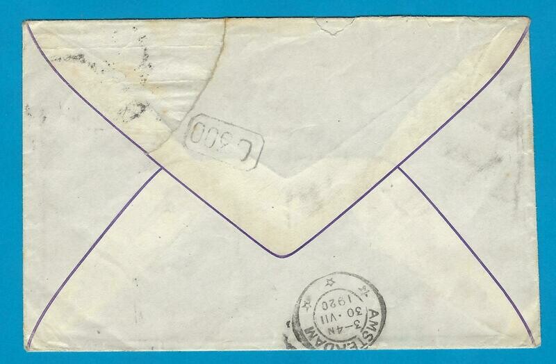NEDERLAND Expres brief 1920 Amsterdam naar Engeland en retour