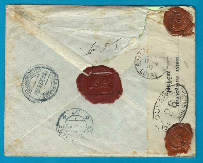 NEDERLAND R censuur brief 1917 Den Haag met lakcensuur -Frankrijk