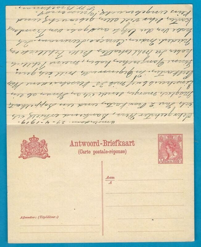 NEDERLAND briefkaart 1919 Amsterdam naar Finland met censuur