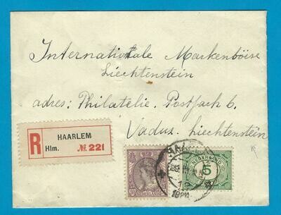 NEDERLAND R brief 1922 Haarlem naar Liechtenstein
