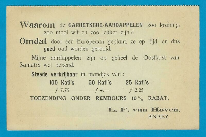 NETHERLANDS EAST INDIES printed matter 1909 Bindjey