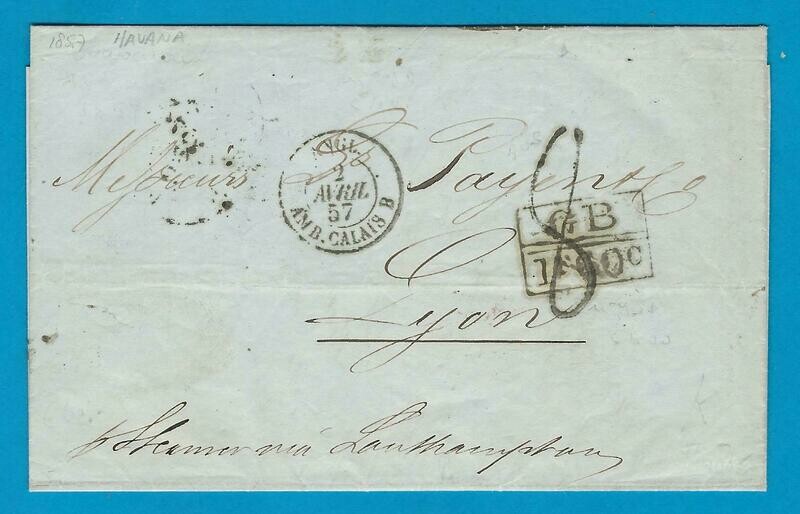 CUBA entire 1857 Habana to France