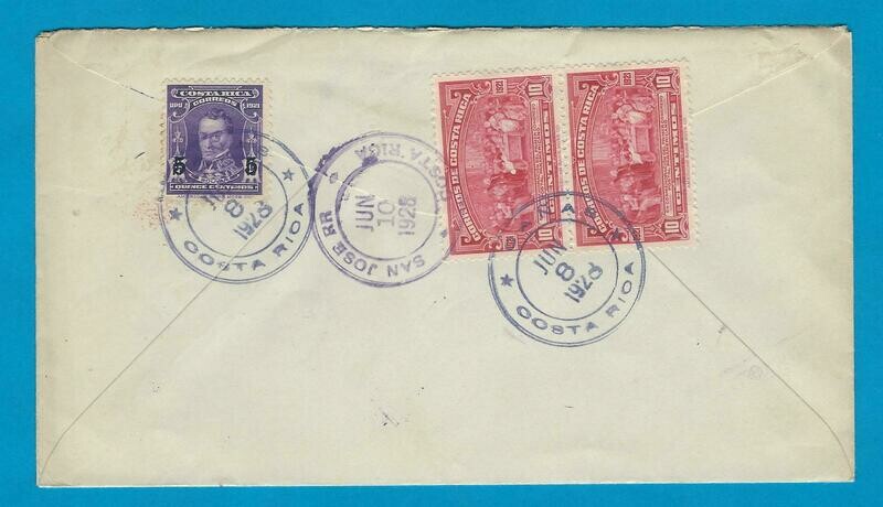 COSTA RICA R envelope 1928 Cañas to San José