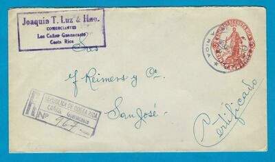 COSTA RICA R envelope 1928 Cañas to San José