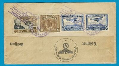 EL SALVADOR censor air cover 1940 San Salvador to Germany