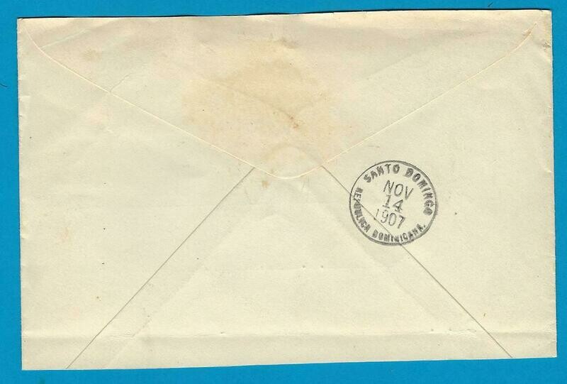 DOMINICAN REPUBLIC cover 1907 Barahona to USA