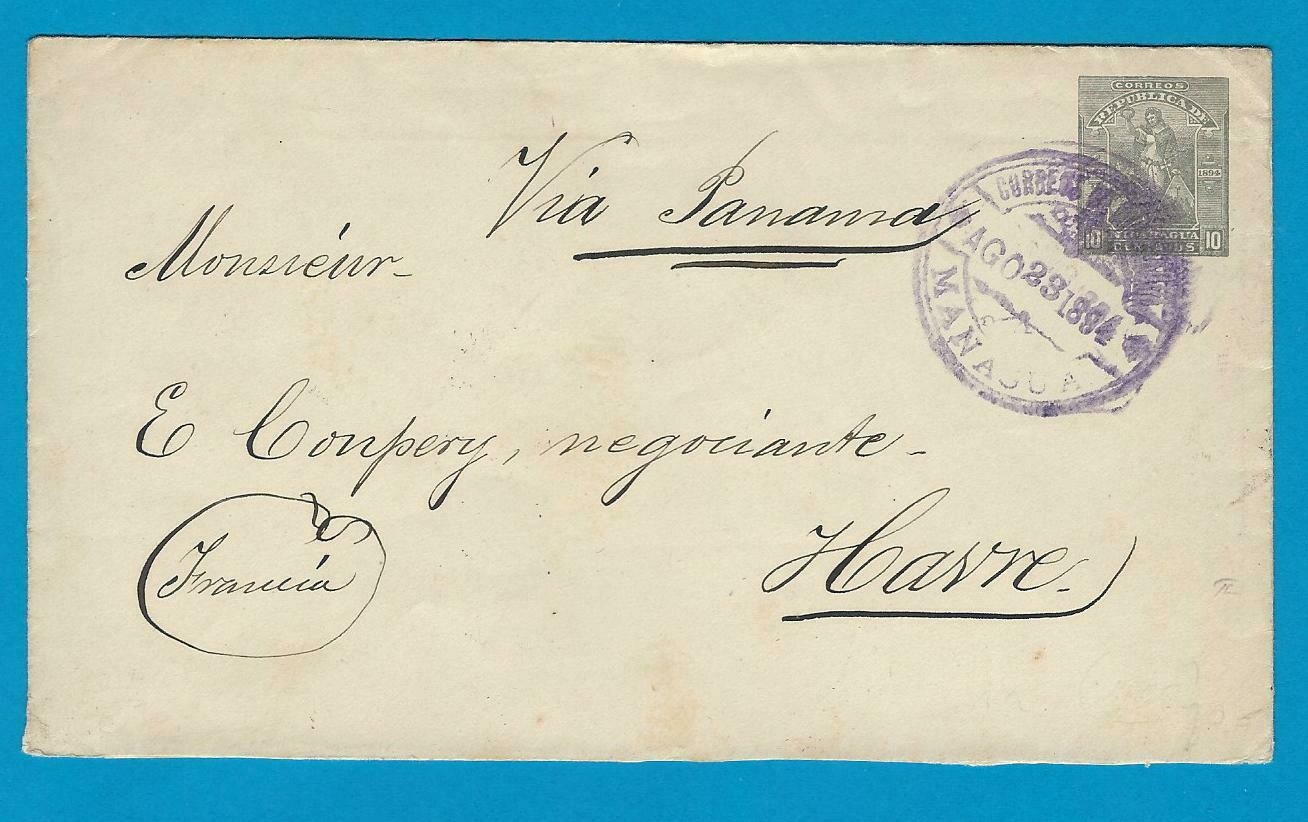 NICARAGUA envelope 1894 Managua to France