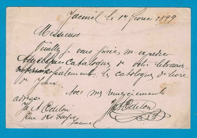 HAITI postal card 1899 Jacmel to France