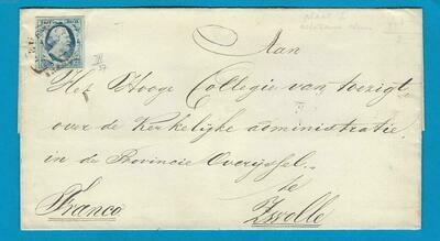 NEDERLAND brief 1853 Markelo naar Zwolle