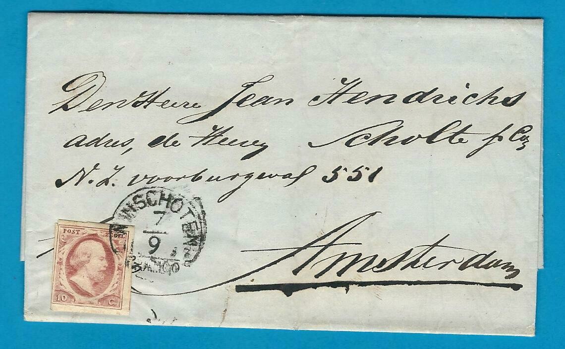 NEDERLAND brief 1857 Winschoten naar Amsterdam
