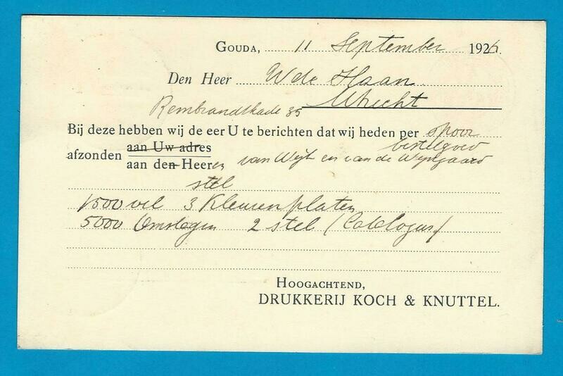NEDERLAND briefkaart 1926 Gouda Kaas en Varkensmarkt
