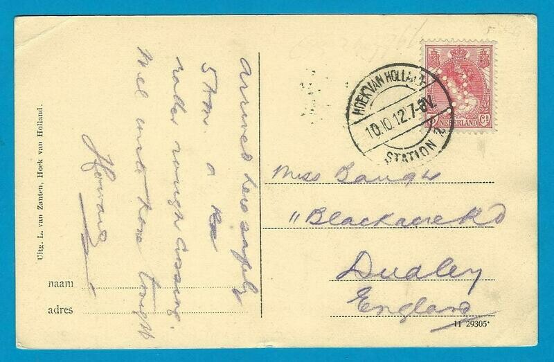 NEDERLAND prentbriefkaart Hoek van Holland station 1912