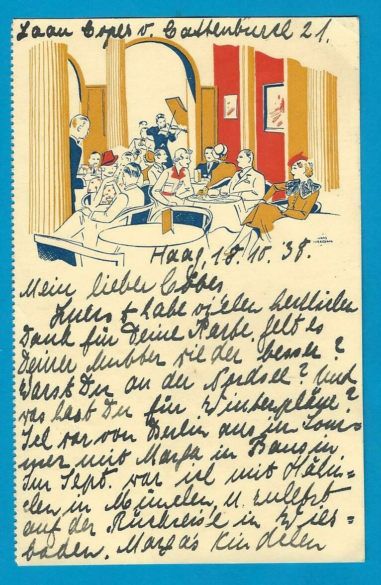 NEDERLAND kaart "Grand Café Regina" 1938 Den Haag