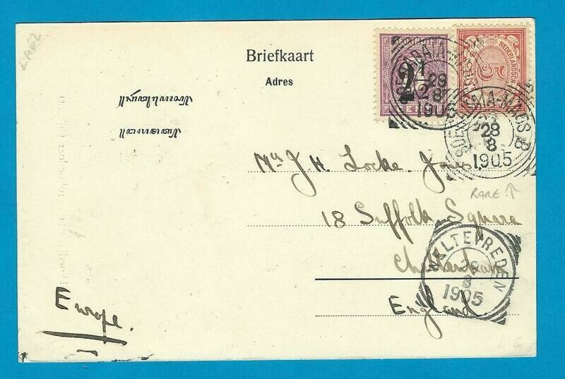 NETHERLANDS EAST INDIES PPC 1905 Soerabaja-Moas B train