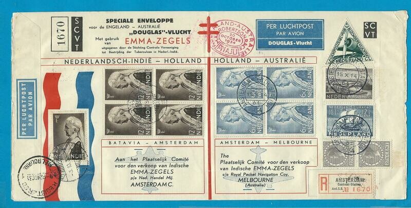 NETHERLANDS EAST INDIES UIVER air cover 1934 + envelope