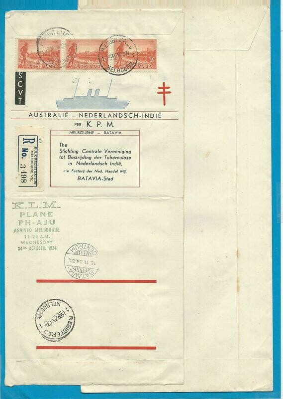 NETHERLANDS EAST INDIES UIVER air cover 1934 + envelope