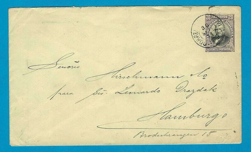 BOLIVIA uprated cover 1911 La Paz to Germany