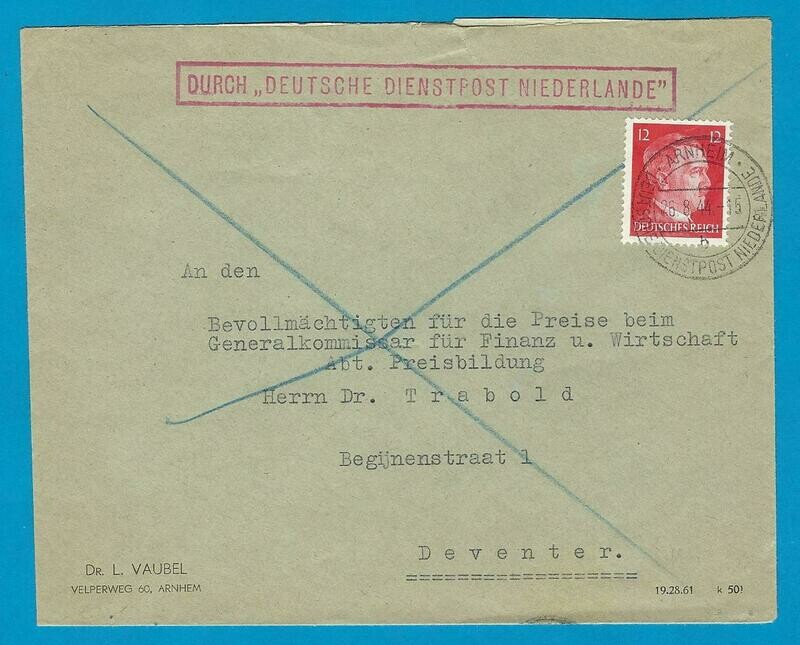NEDERLAND brief 1944 Arnhem Durch Deutsche Dienstpost