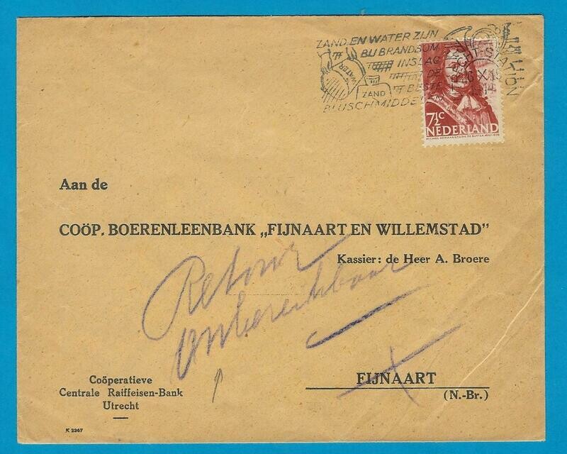 NEDERLAND brief 26-X-1944 Utrecht &quot;Retour onbereikbaar&quot;
