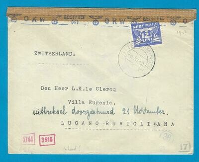 NEDERLAND censuur brief 1943 Rotterdam naar contact adres