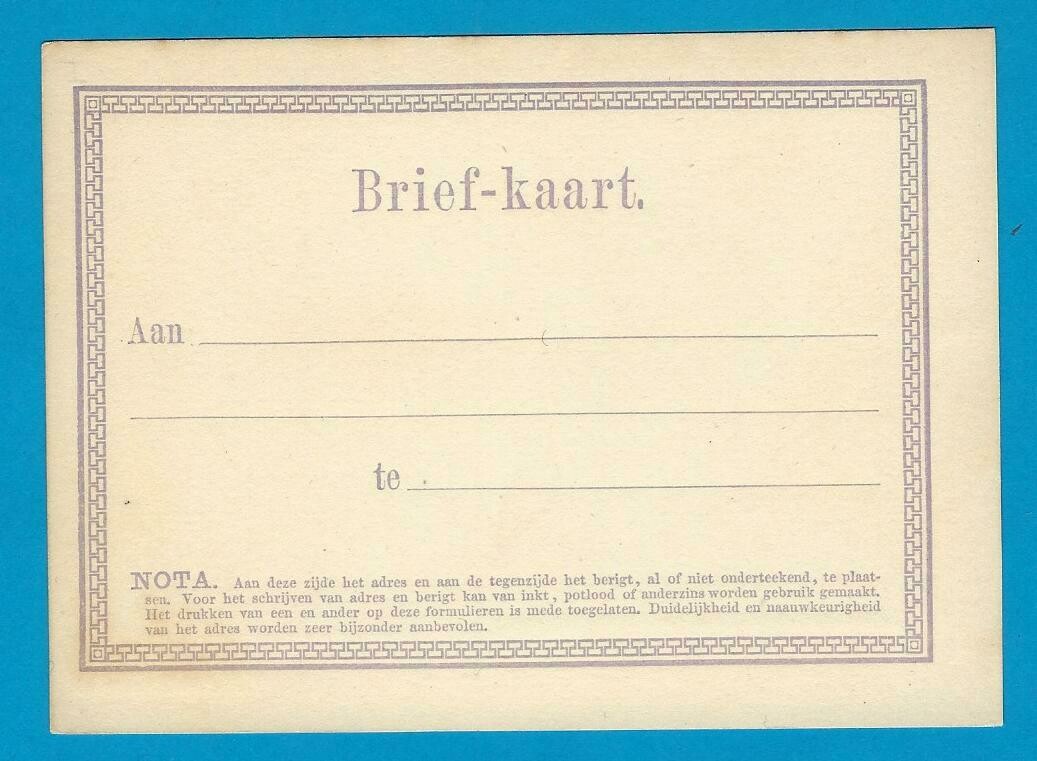 NEDERLAND briefkaart formulier I 1871 *