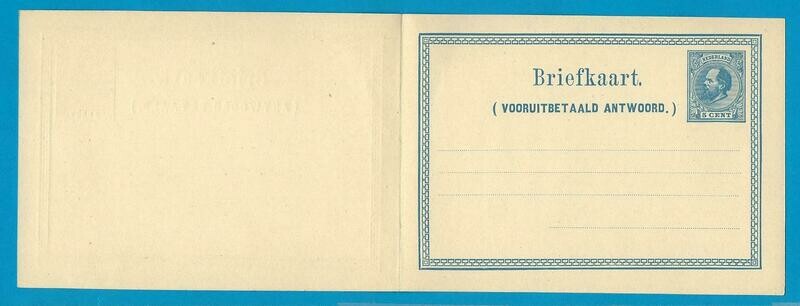 NEDERLAND briefkaart met betaald antwoord G-9 *
