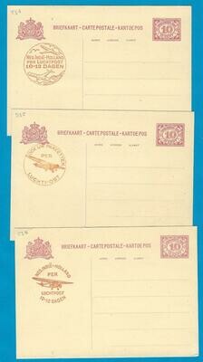 NETHERLANDS INDIES 3 postal cards 1930 airmail cachet *