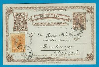 ECUADOR postal card 1892 Guayaquil to Germany