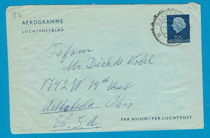 NEDERLAND lp blad 1957 Sassenheim naar USA